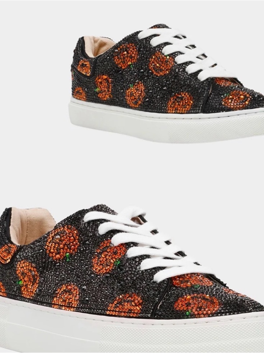 Betsey Johnson sidny Black Sneakers embellished with crystals Jack o lantern